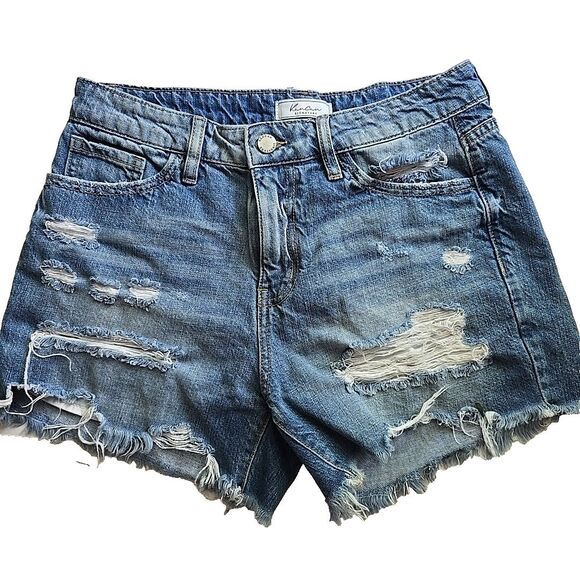 KanCan Shorts Cutoff Womens 26 Distressed Mediu Wash Denim High Rise Frayed 26x4 - Picture 1 of 9